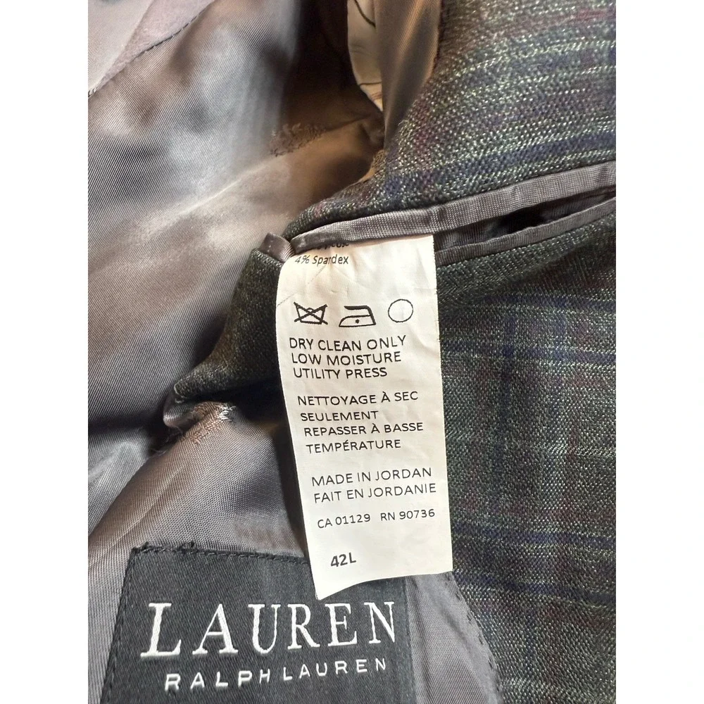 Lauren Ralph Lauren Mens 44R Blazer Jacket Drk Green Plaid Money‎ Preppy Dressy